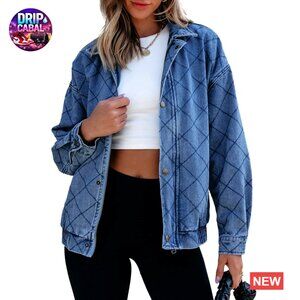 Oversized Denim Shacket Jacket Stretchy Fabric Casual Chic Spring Outfit